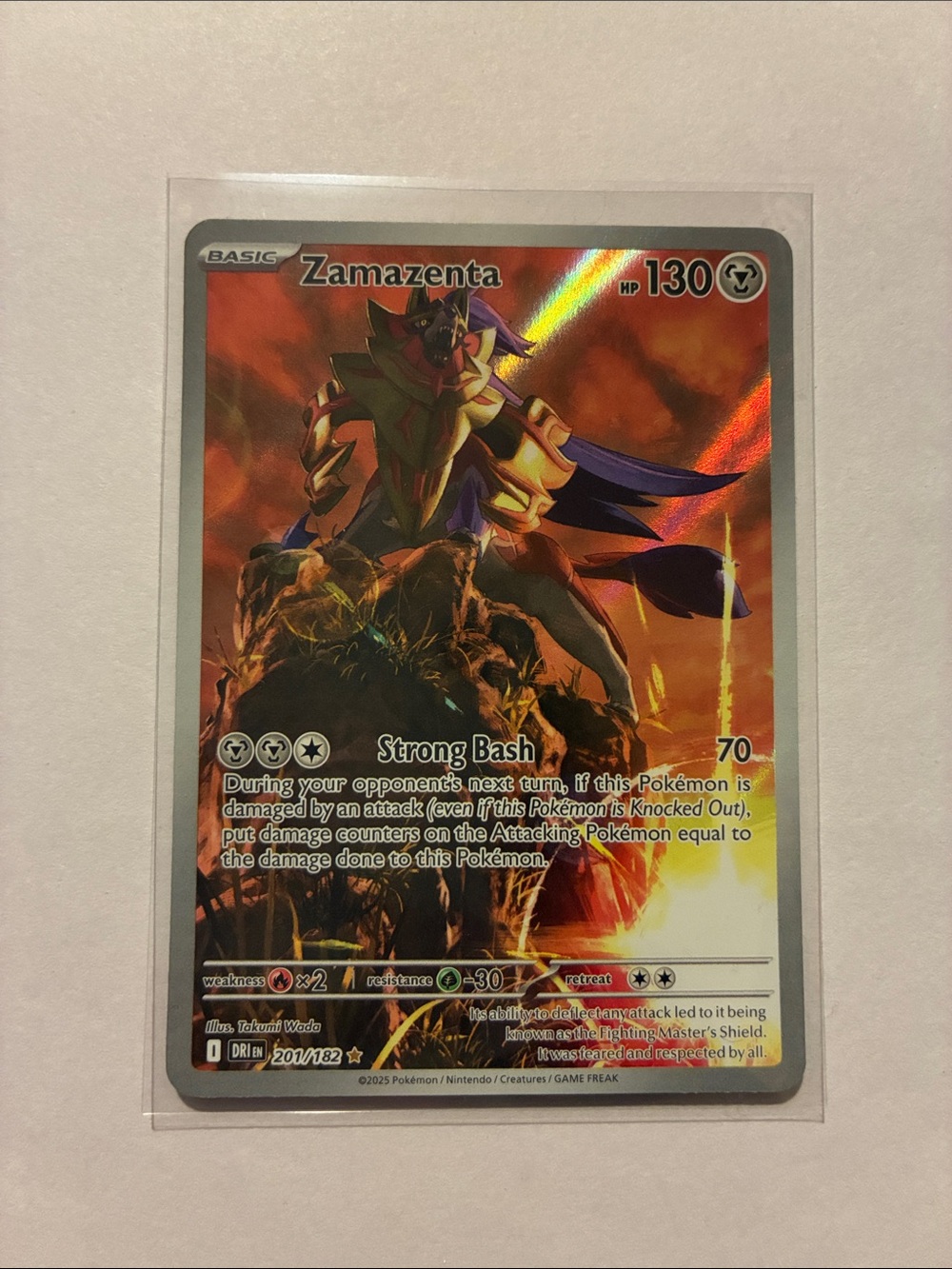 Nintendo Zamazenta Holographic Card - Red, Orange, Purple